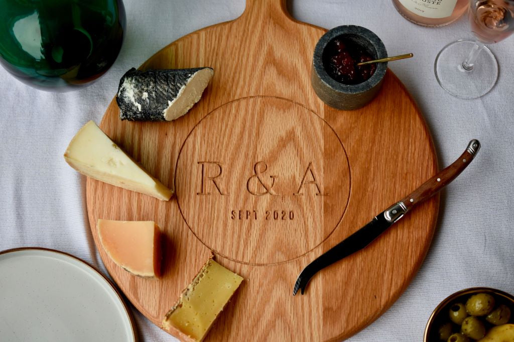 The Initials Board - Large Round Oak Cheese Board